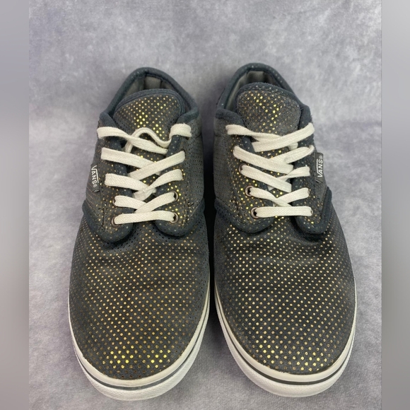Vans Off The Wall Gray Gold Lace Up Sneaker Shoe Women's Size 7.5 - Picture 2 of 9